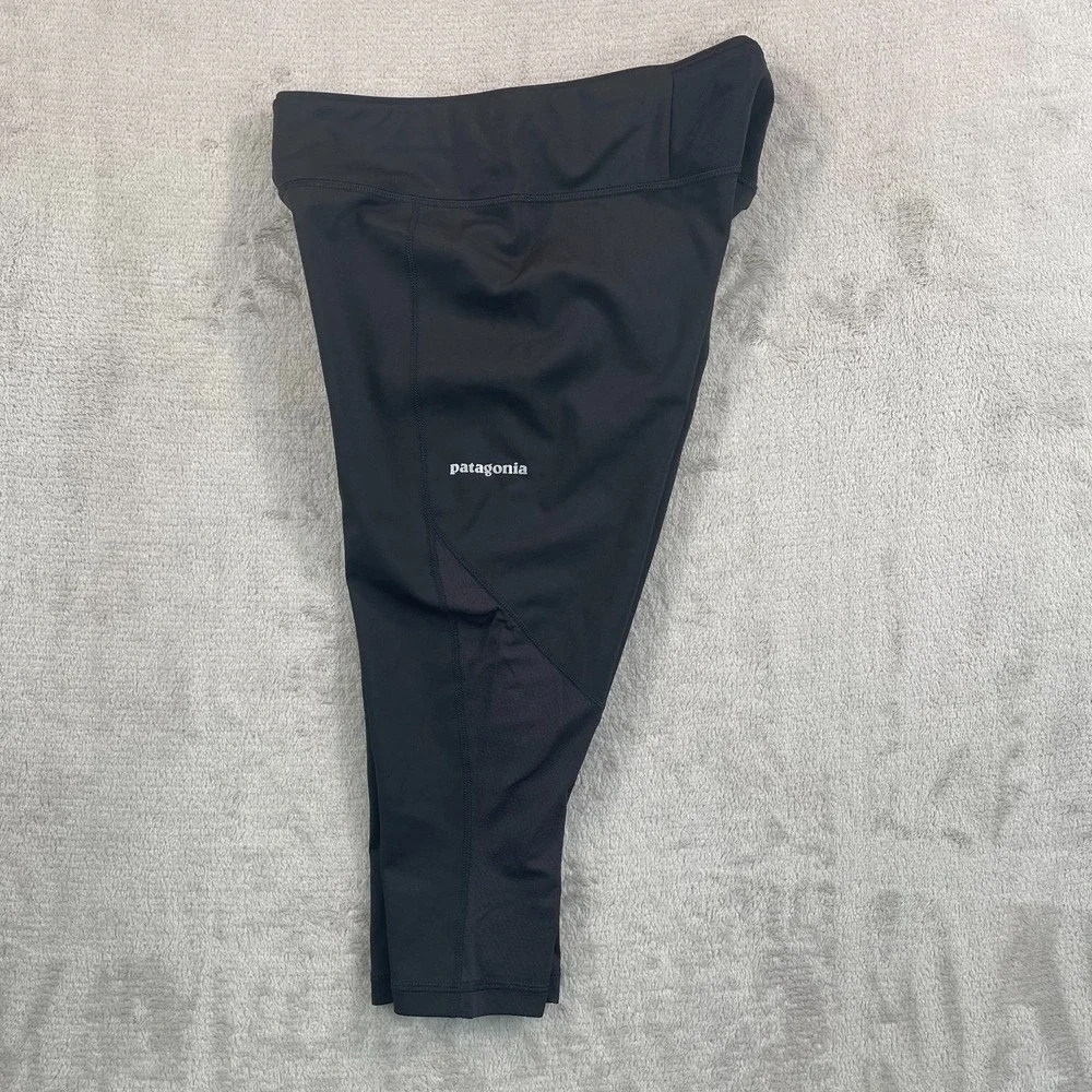 Patagonia Endless Runs Capri Performance Leggings Women Small Black Hike‎ NWT